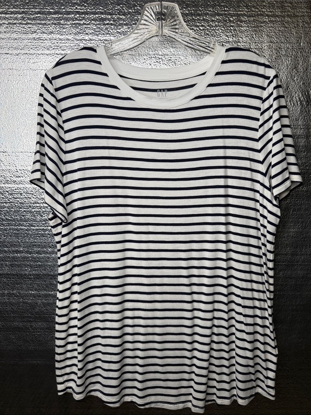 GAP Navy and White Striped Short Sleeve Tee